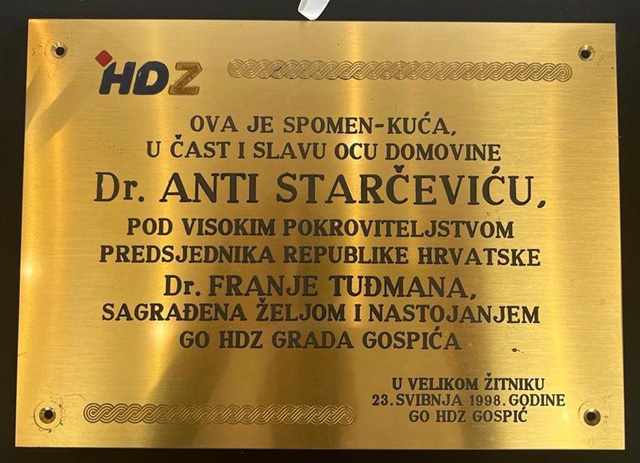 Skinuta spomen-pločica sa Starčevićeve kuće u Velikom Žitniku                                                                                                                                                                                             